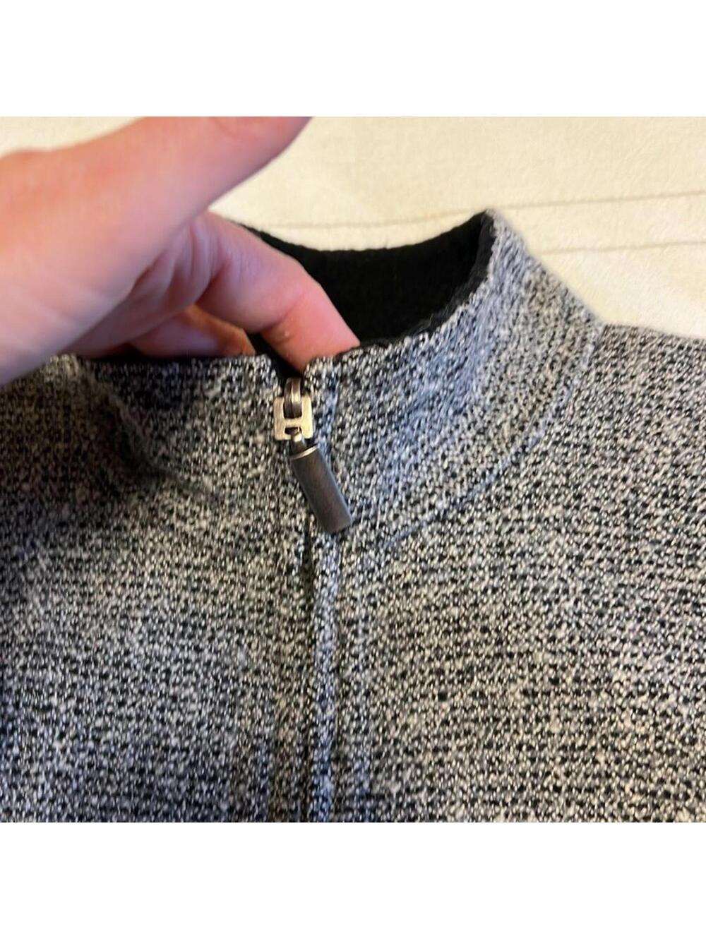 Charter Club Black Gray Wool-Texture Fleece-Lined Jacket Women's Small - Picture 3 of 8